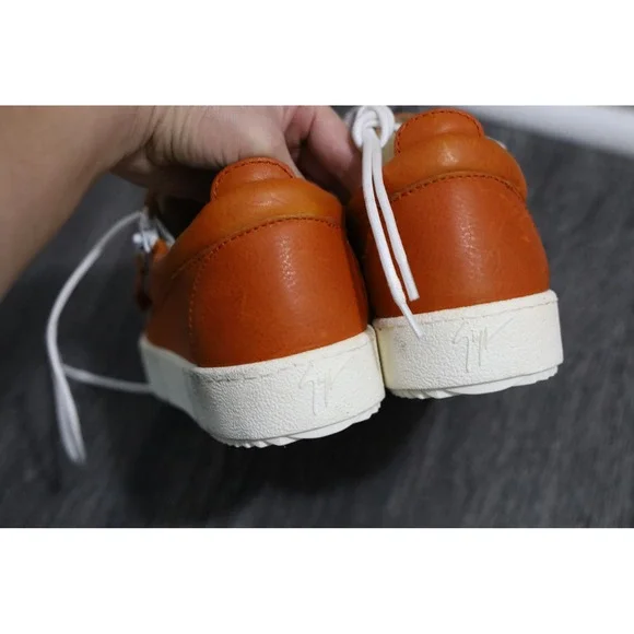 Giuseppe Zanotti Orange Leather Zip High Top Sneakers EU 35.5 - Picture 10 of 15